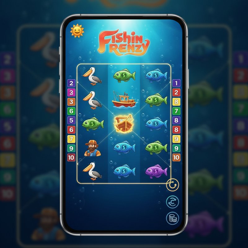 Fishin Frenzy slot by Real Time Gaming running on a mobile device